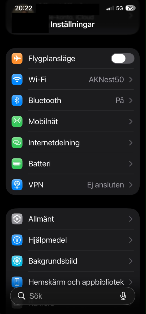 iPhone Settings Hotspot